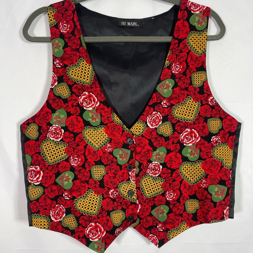 111 Main, Vintage Valentine Vest, No size tag, measures similar to a Large